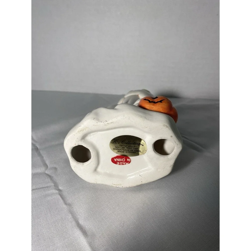 Vintage 1980s Halloween Ceramic Ghost Jack O' Lantern Figurine RARE!